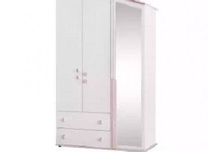 Design Kleiderschrank Holzschrank Schrank Möbel Holz Spiegel Weiß Neu